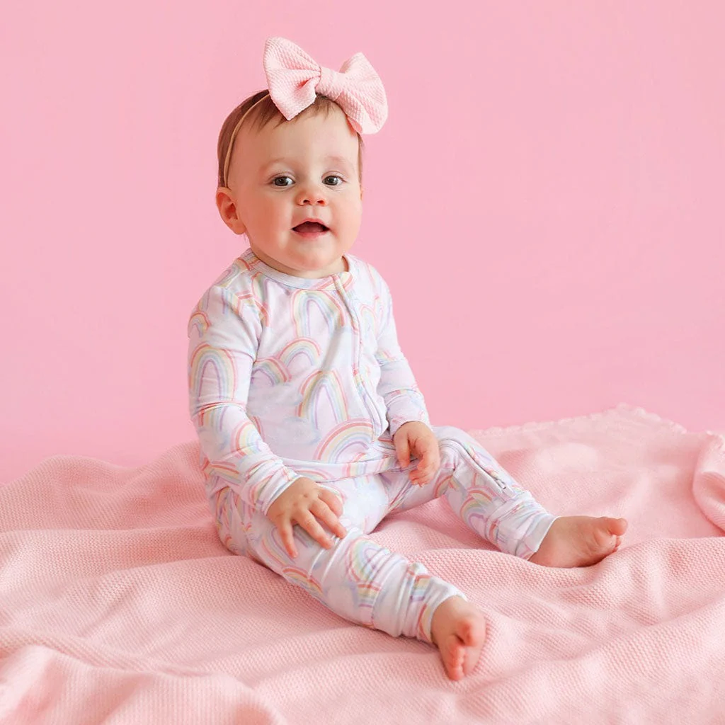 Bamboo Convertible Footie Romper - April (Rainbows) - Image 5