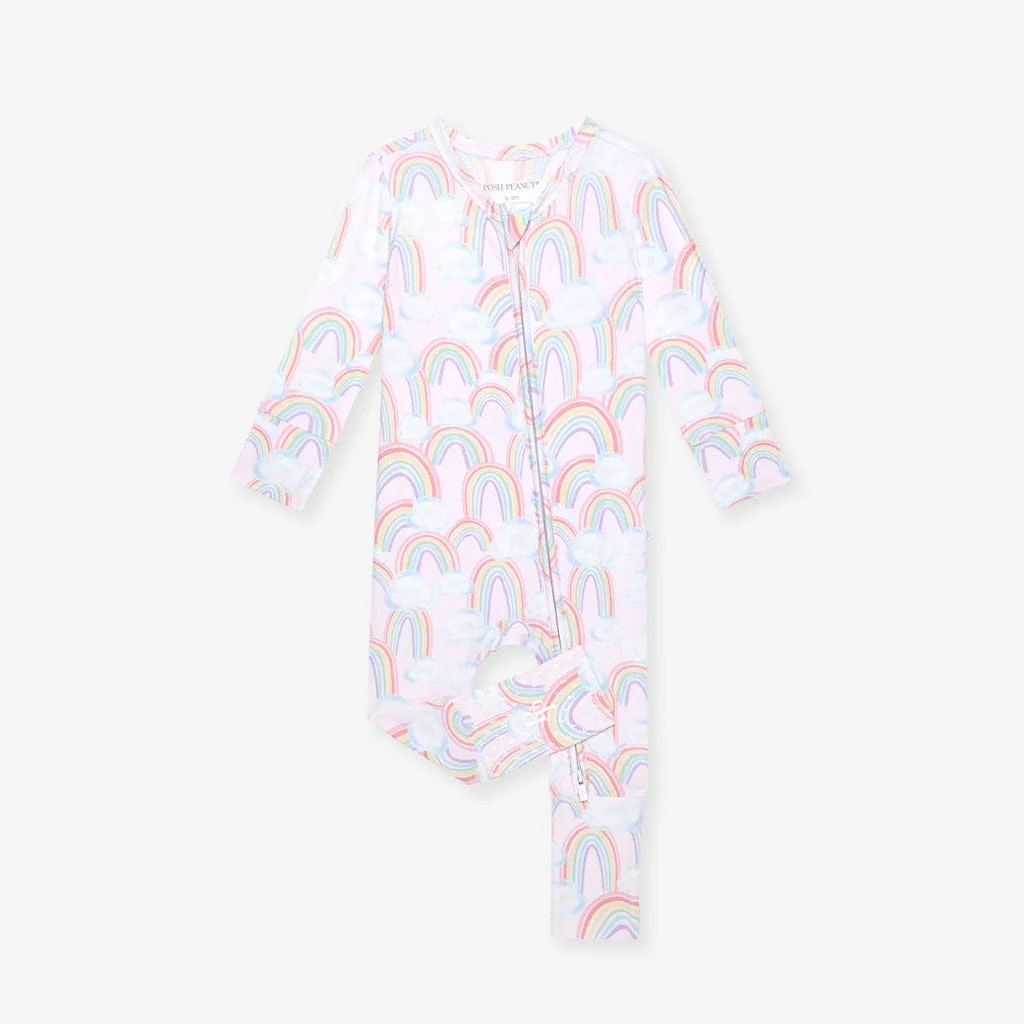 Bamboo Convertible Footie Romper - April (Rainbows) - Image 6