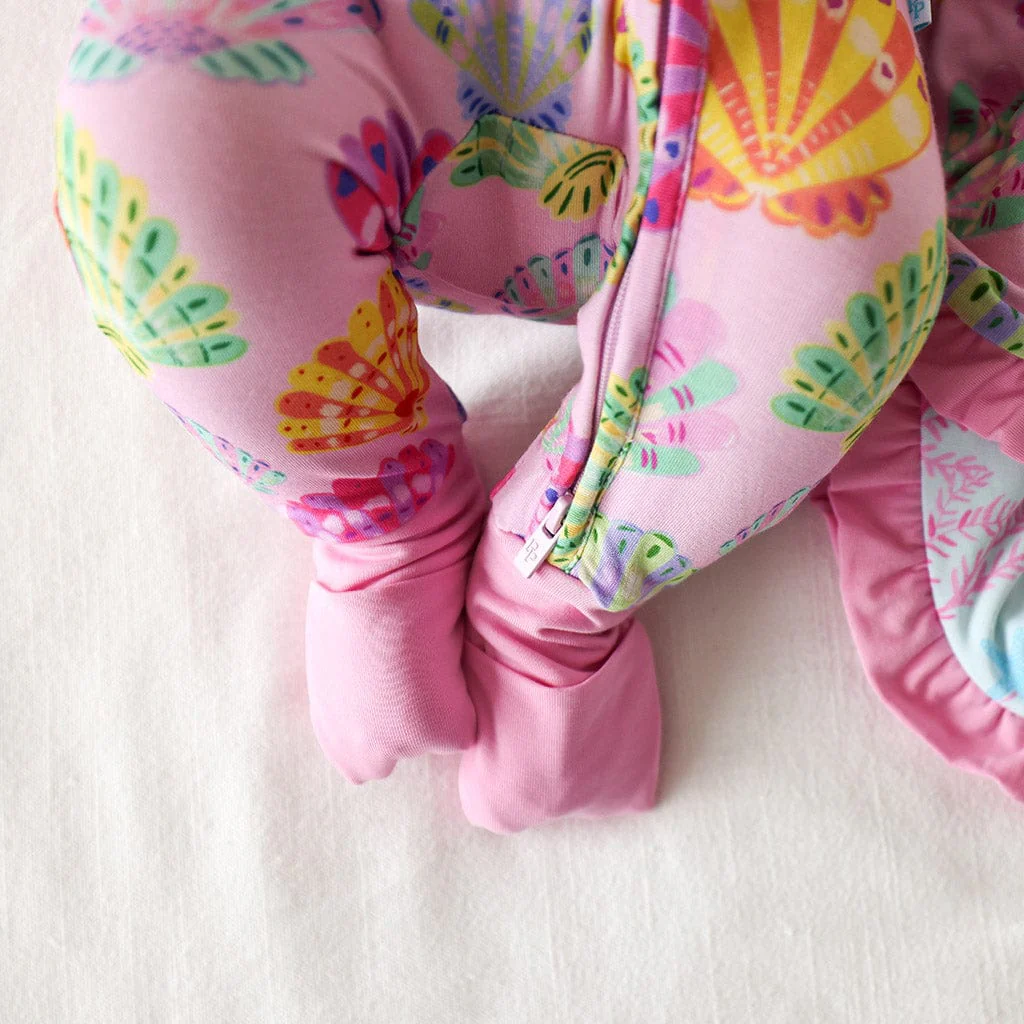 Bamboo Convertible Footie Romper - Catalina (Seashells) - Image 4