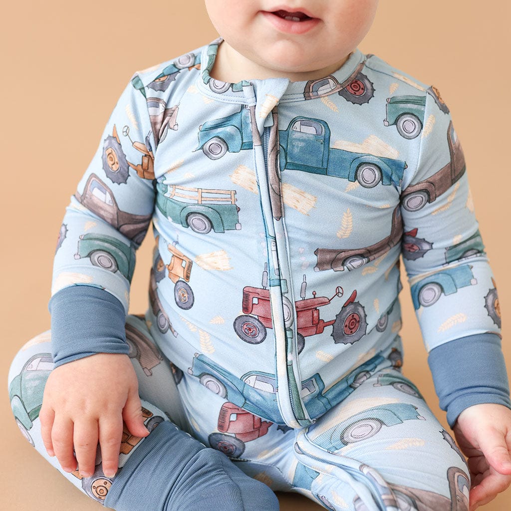 Bamboo Convertible Footie Romper - Corbin (Farm Vehicles) - Image 2