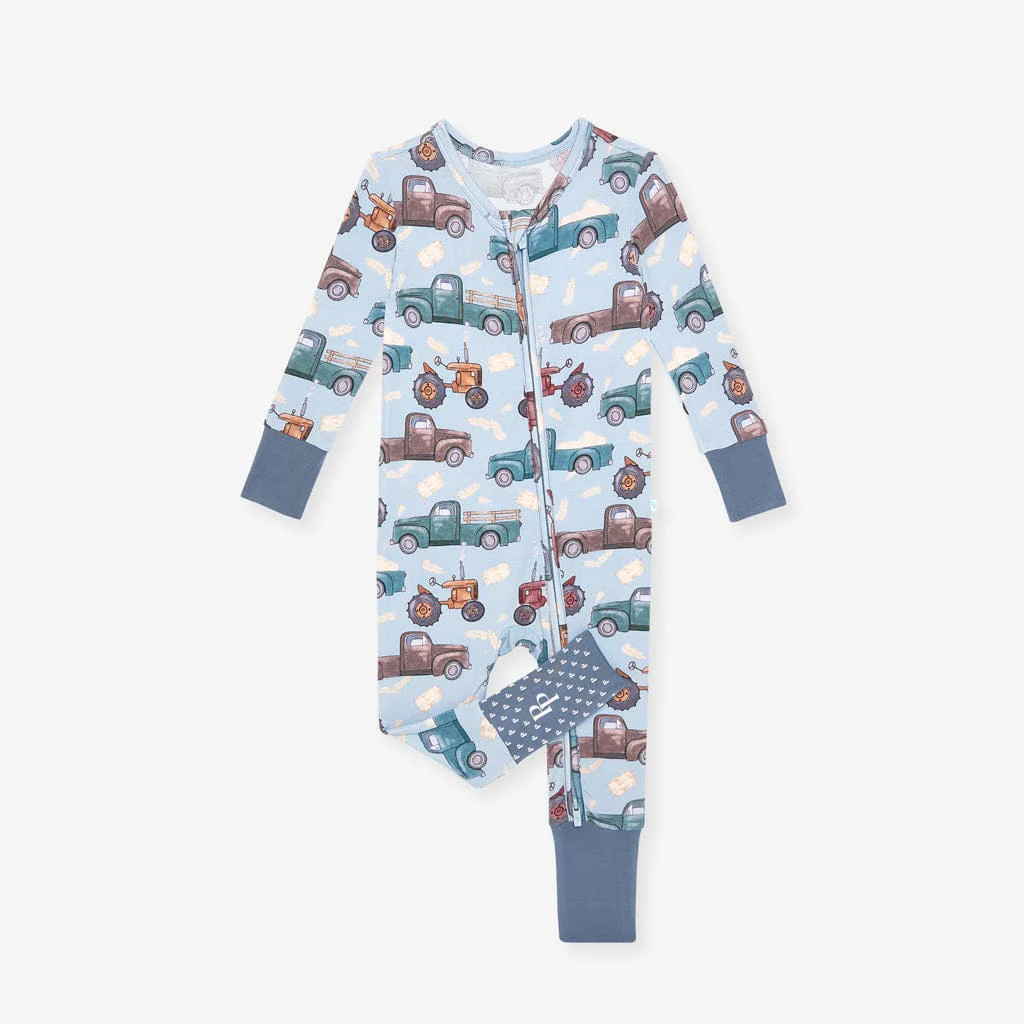 Bamboo Convertible Footie Romper - Corbin (Farm Vehicles) - Image 6