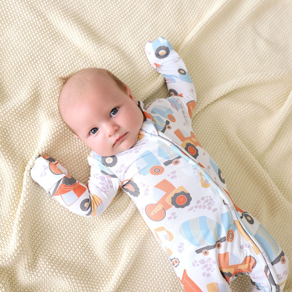 Bamboo Convertible Footie Romper - Emmett (Construction Vehicles) - Image 3