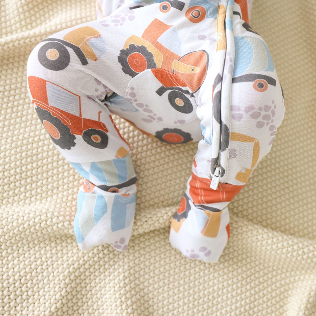 Bamboo Convertible Footie Romper - Emmett (Construction Vehicles) - Image 4