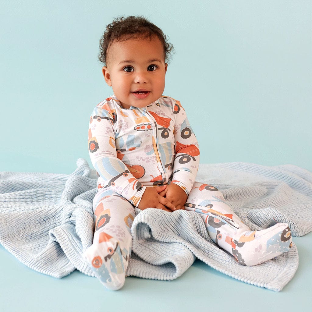 Bamboo Convertible Footie Romper - Emmett (Construction Vehicles) - Image 5