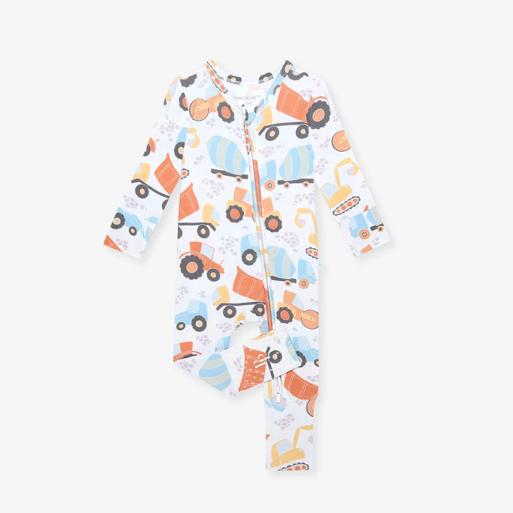Bamboo Convertible Footie Romper - Emmett (Construction Vehicles) - Image 7