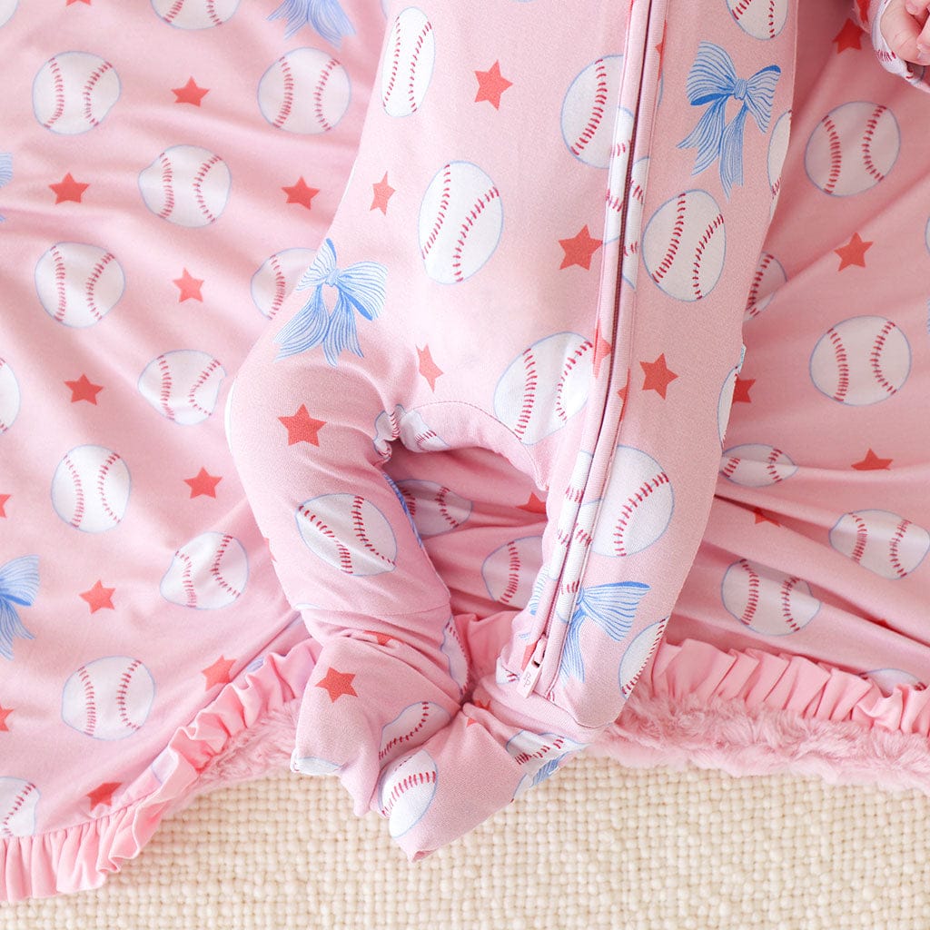 Bamboo Convertible Footie Romper - Gina (Baseballs) - Image 2