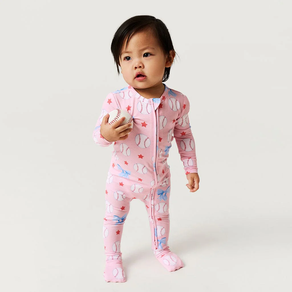 Bamboo Convertible Footie Romper - Gina (Baseballs) - Image 3