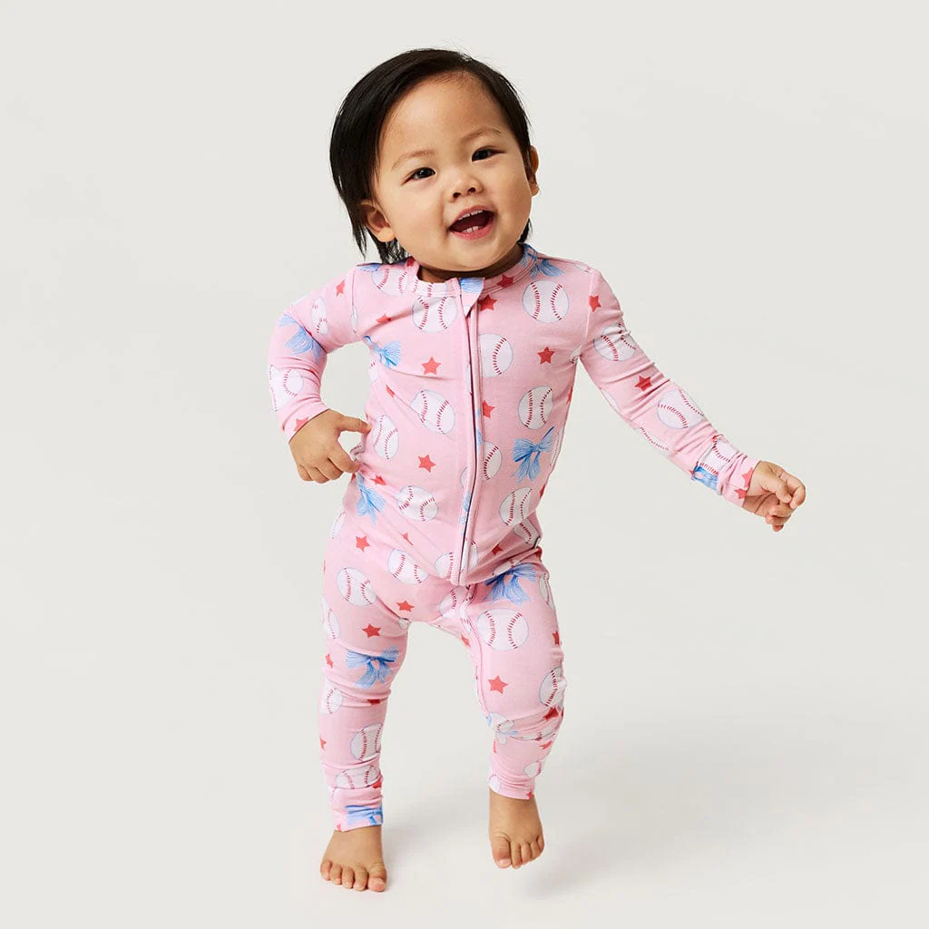 Bamboo Convertible Footie Romper - Gina (Baseballs) - Image 4