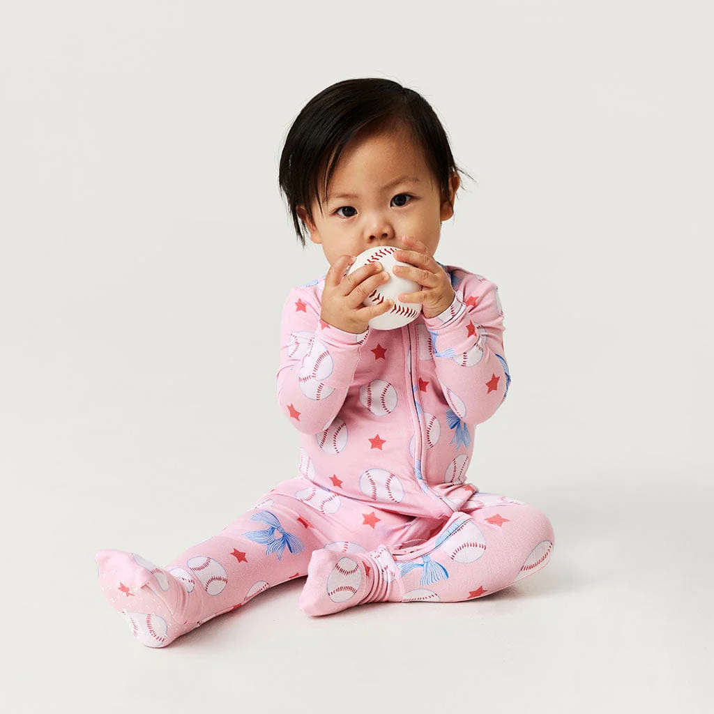 Bamboo Convertible Footie Romper - Gina (Baseballs) - Image 5