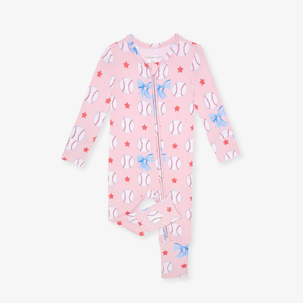 Bamboo Convertible Footie Romper - Gina (Baseballs) - Image 6