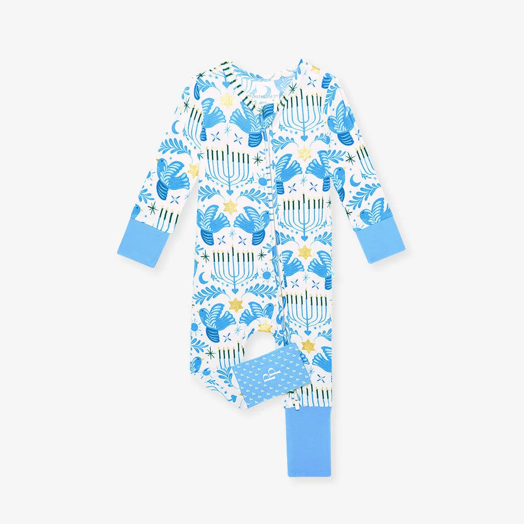 Bamboo Convertible Footie Romper - Lior (Hanukkah) - Image 2