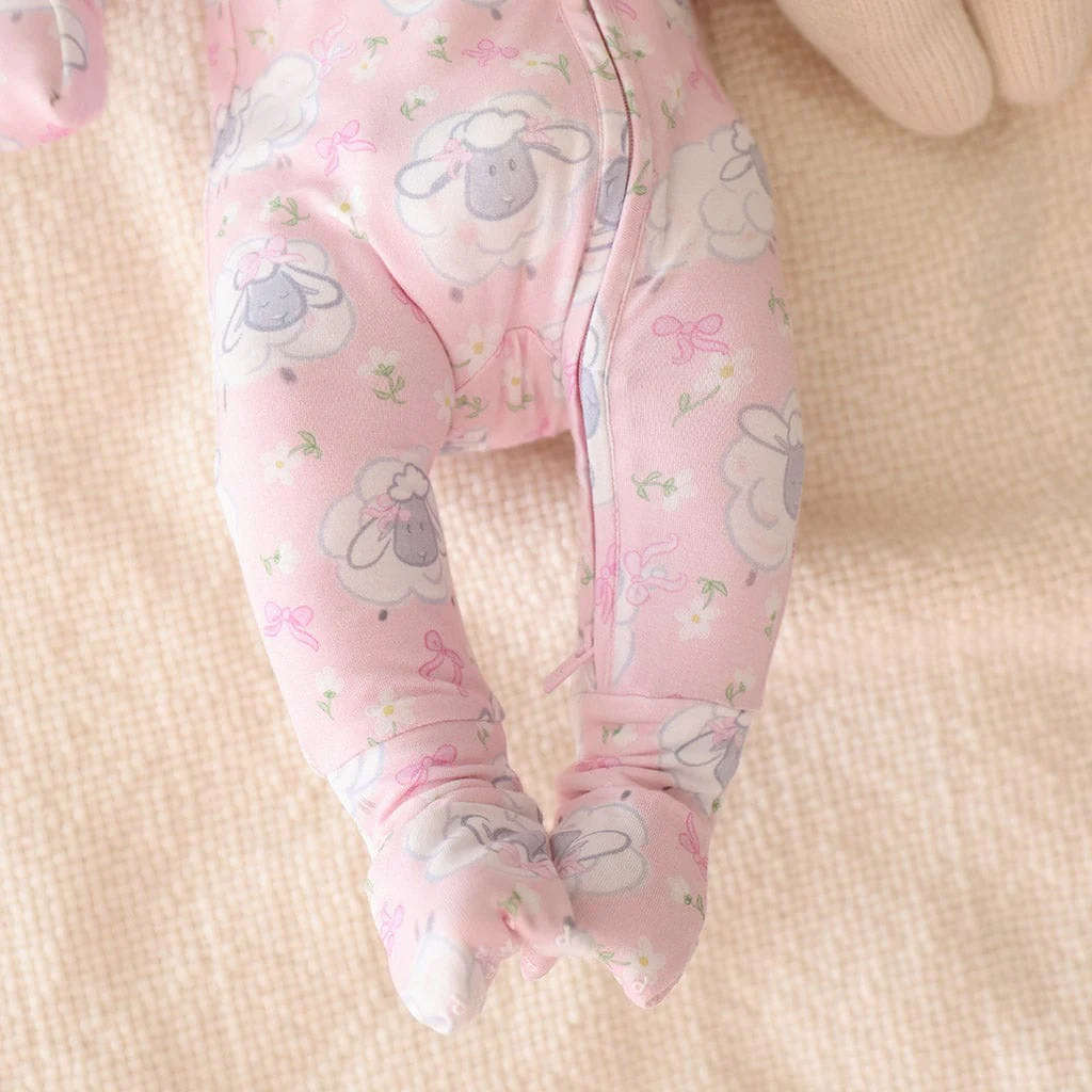 Bamboo Convertible Footie Romper - Paula (Sheep) - Image 4