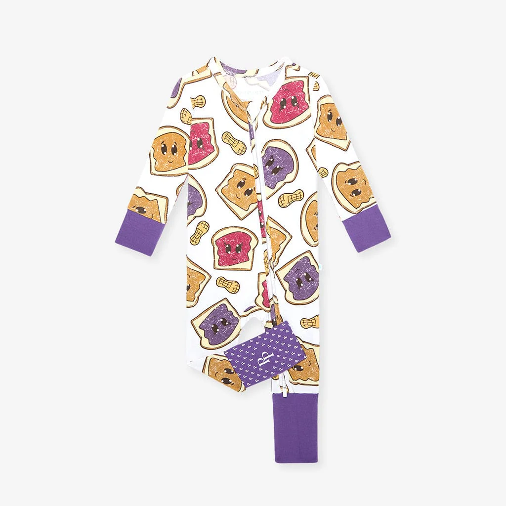 Bamboo Convertible Footie Romper - Peanut Butter Jelly Time - Image 2