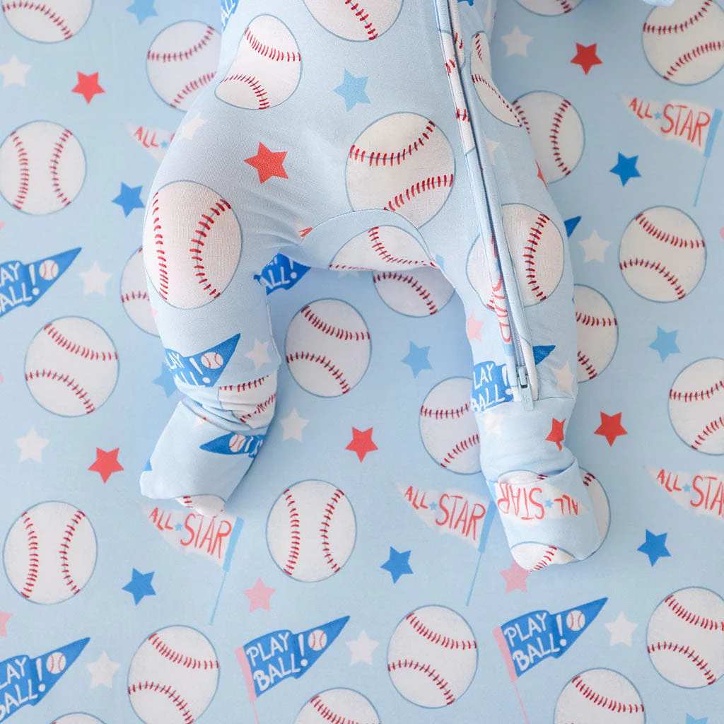 Bamboo Convertible Footie Romper - Play Ball (Baseballs) - Image 2