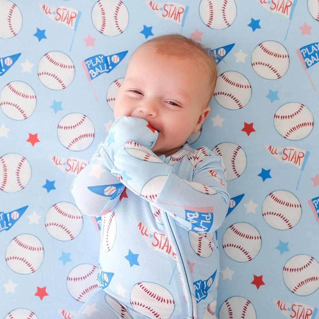 Bamboo Convertible Footie Romper - Play Ball (Baseballs) - Image 3