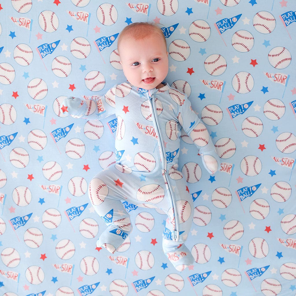 Bamboo Convertible Footie Romper - Play Ball (Baseballs) - Image 4