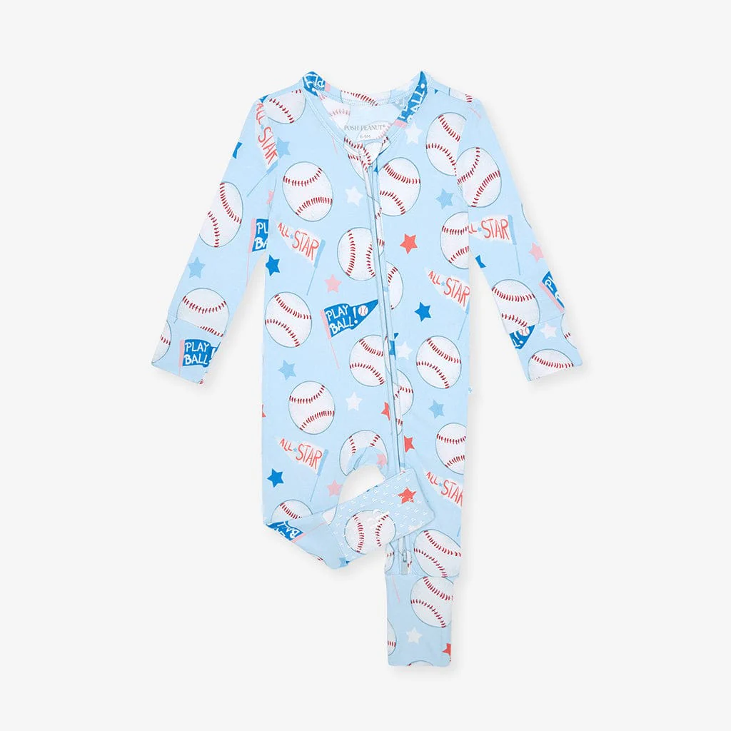 Bamboo Convertible Footie Romper - Play Ball (Baseballs) - Image 6