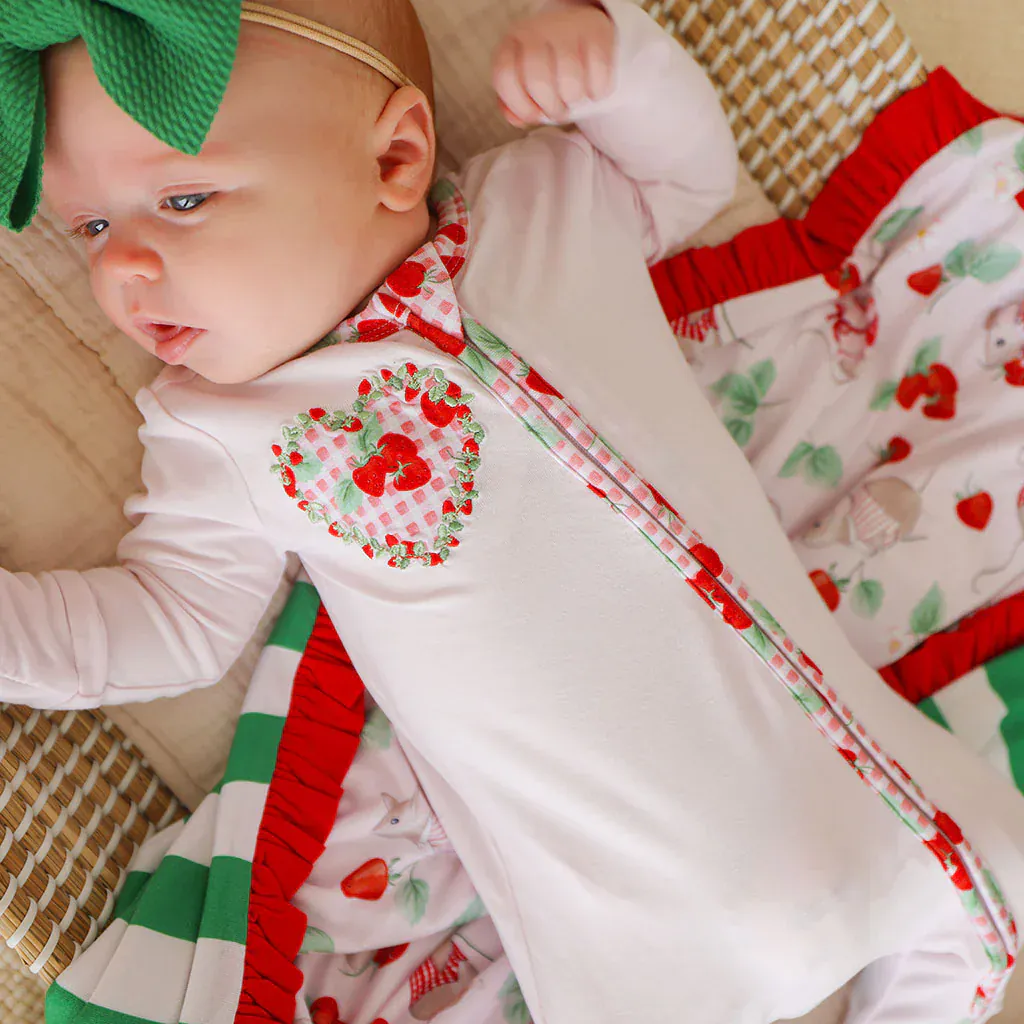 Bamboo Convertible Footie Romper - Sweet Strawberries - Image 2