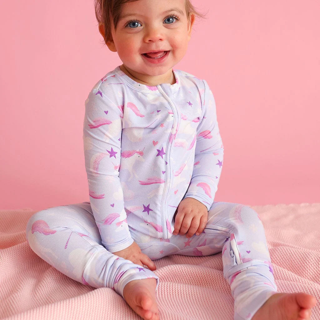 Bamboo Convertible Footie Romper - Thea (Unicorns) - Image 4
