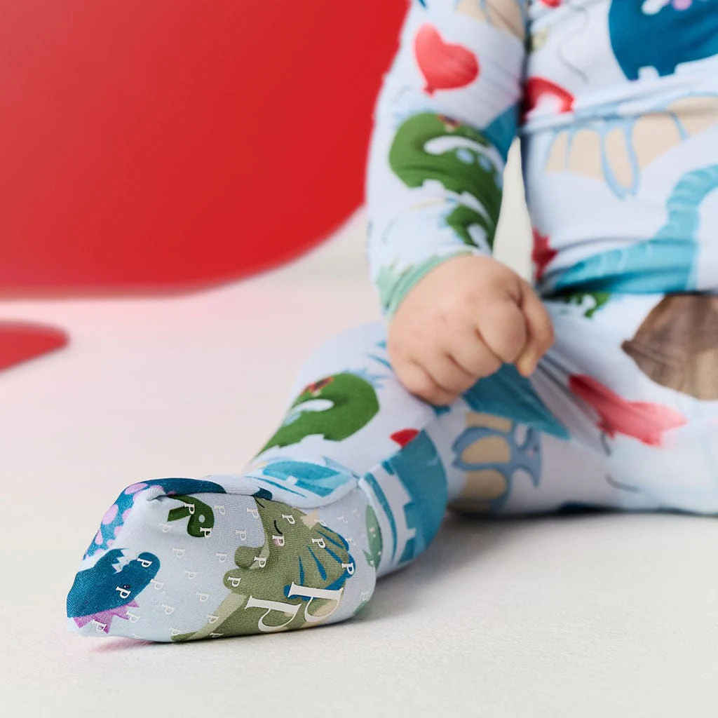 Bamboo Convertible Footie Romper - Valentinosaurs (Dinosaurs) - Image 2
