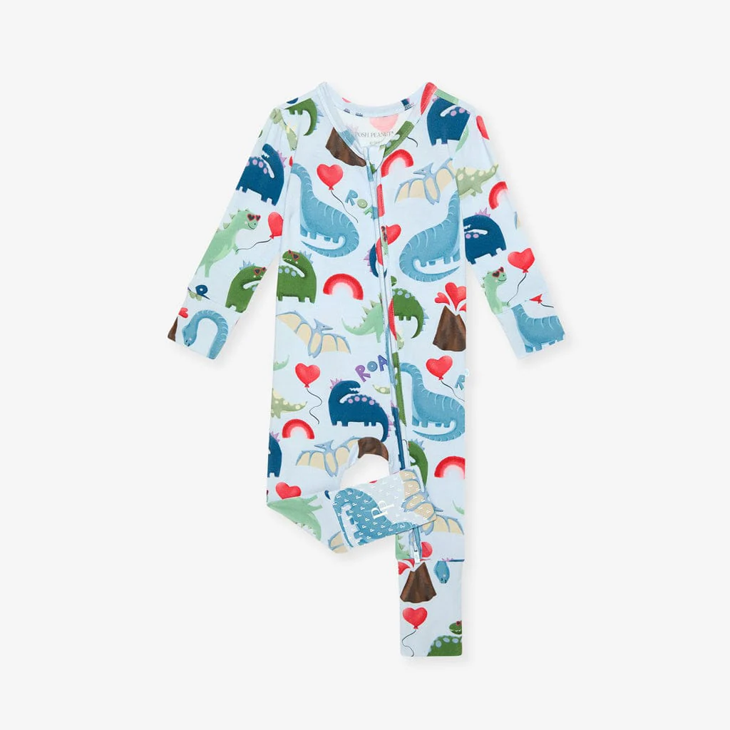 Bamboo Convertible Footie Romper - Valentinosaurs (Dinosaurs) - Image 5