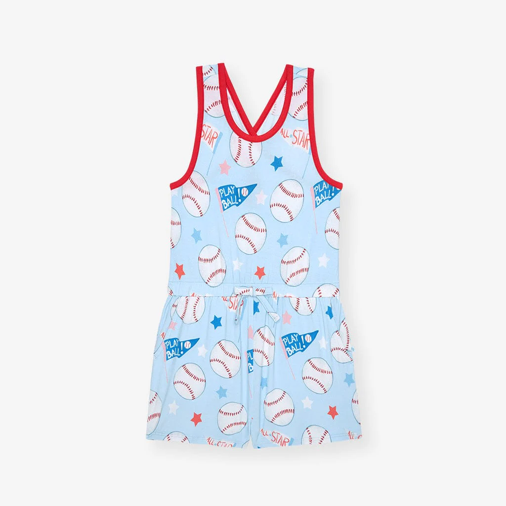 Bamboo Criss-Cross Romper - Play Ball (Baseballs) - Image 3