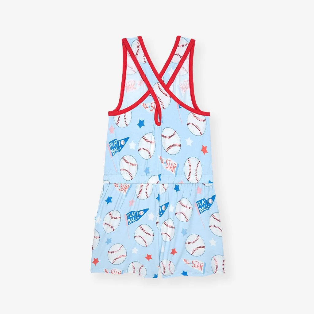 Bamboo Criss-Cross Romper - Play Ball (Baseballs) - Image 4