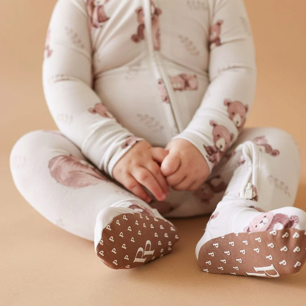 Bamboo Footie with 2-Way Zipper - Bernard (Bear) - Image 2