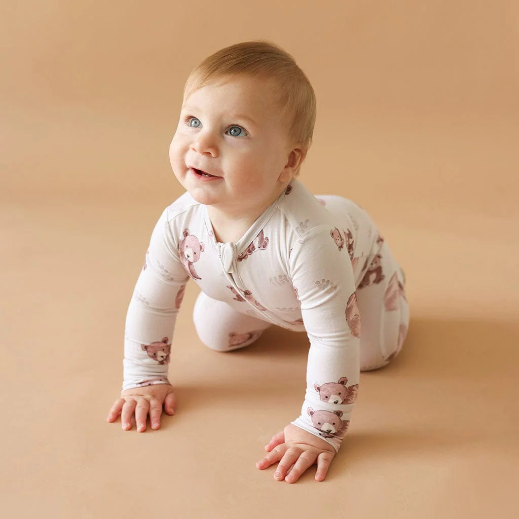 Bamboo Footie with 2-Way Zipper - Bernard (Bear) - Image 4