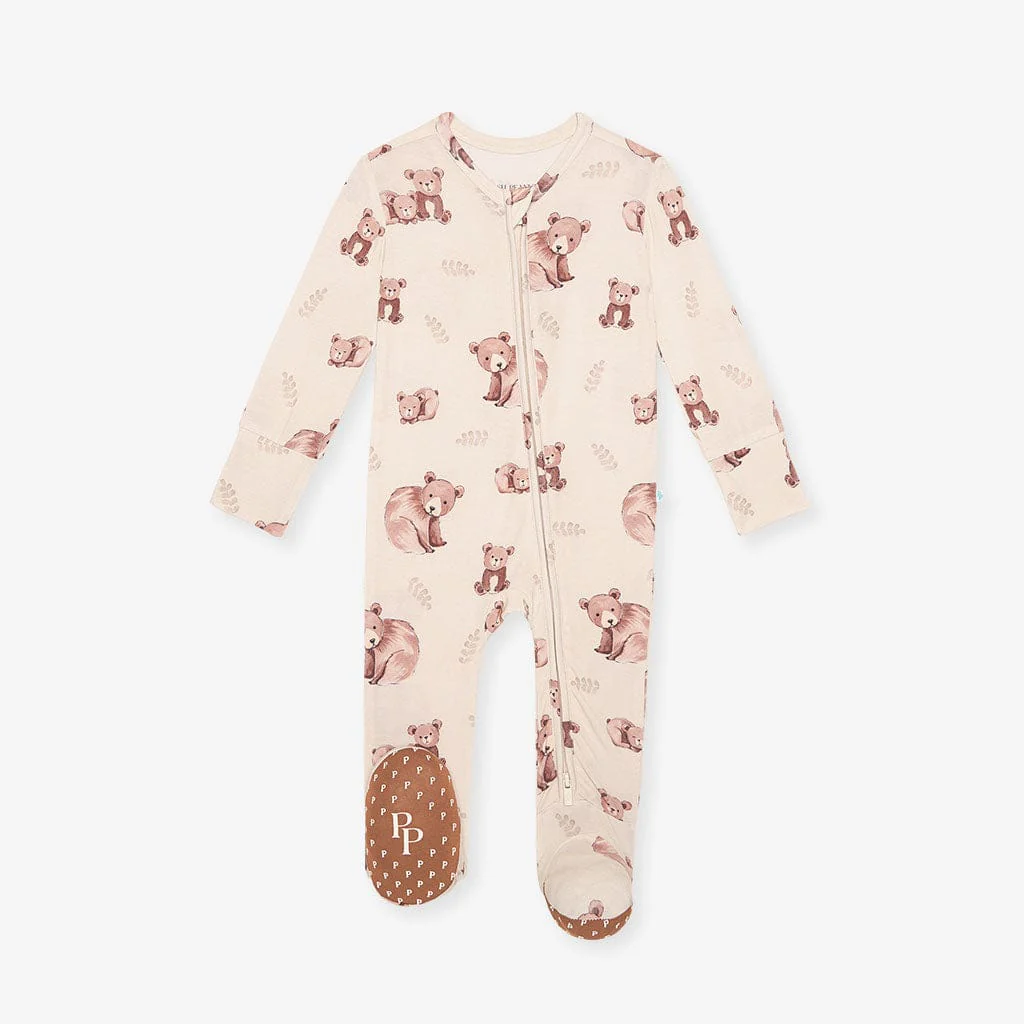 Bamboo Footie with 2-Way Zipper - Bernard (Bear) - Image 5
