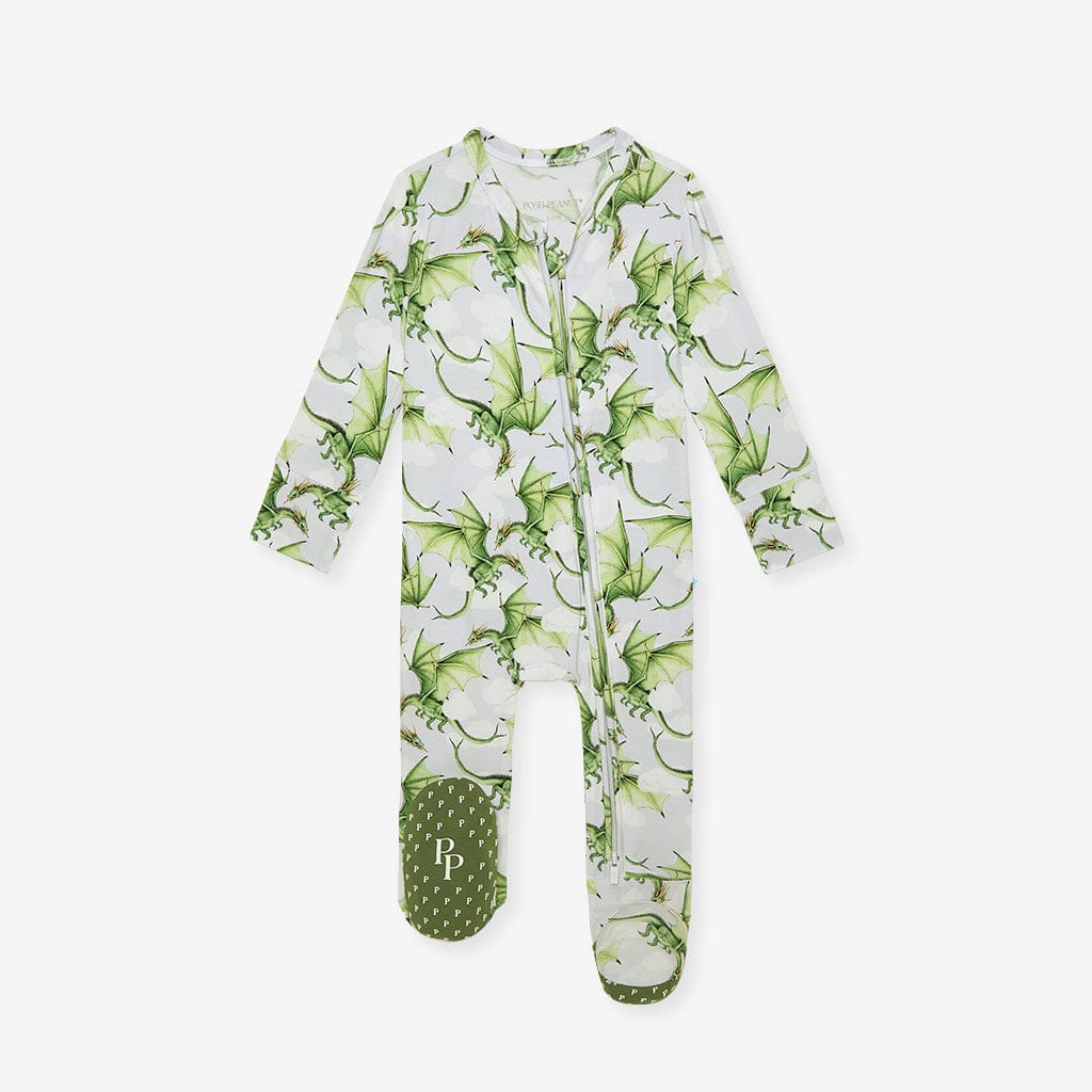 Bamboo Footie with 2-Way Zipper - Devlin (Dragons) - Image 4