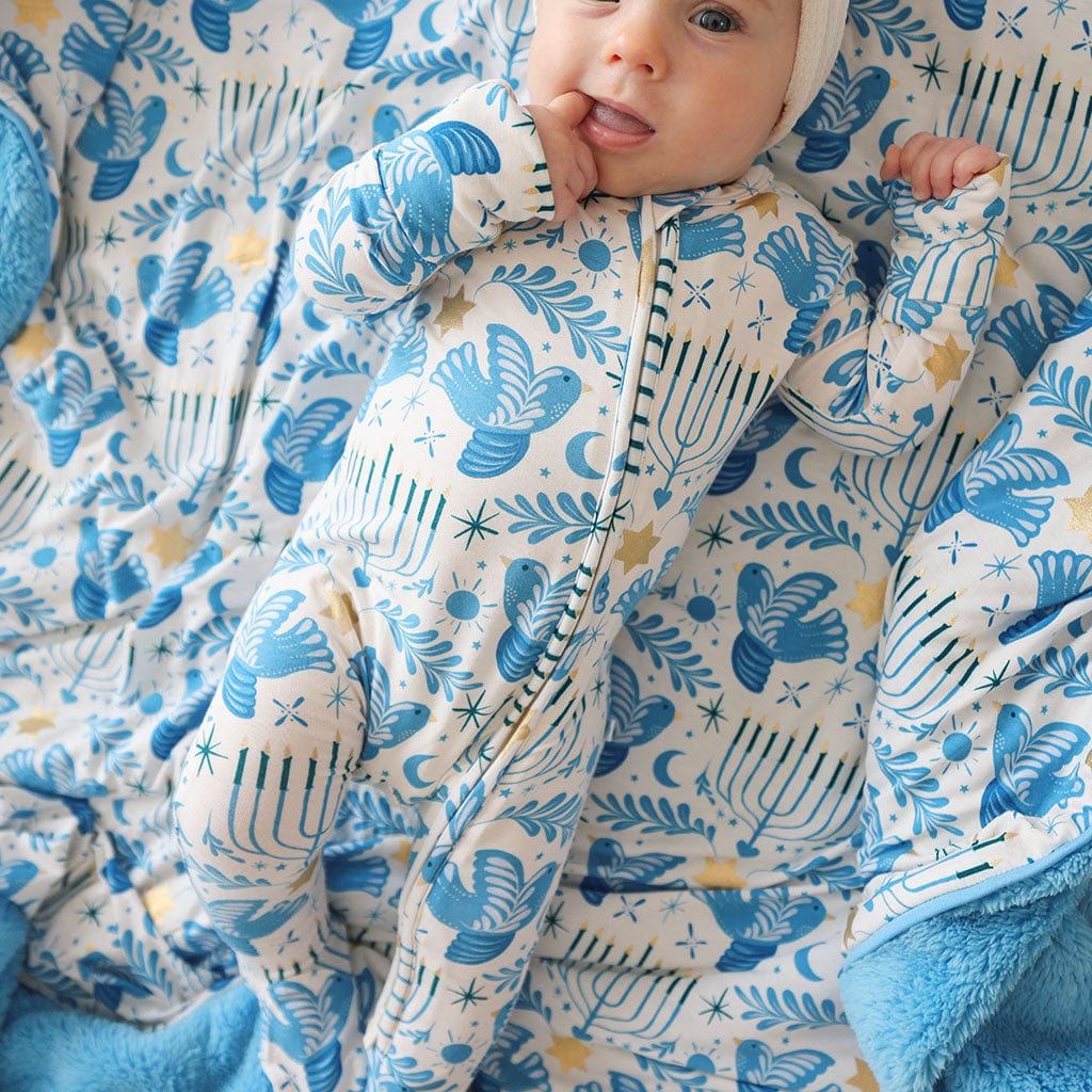 Bamboo Footie with 2-Way Zipper - Lior (Hanukkah) - Image 2