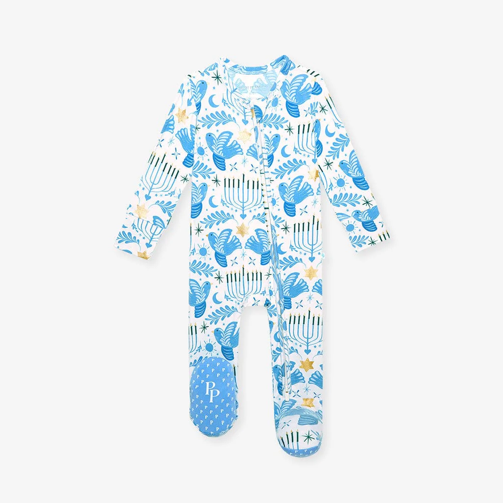 Bamboo Footie with 2-Way Zipper - Lior (Hanukkah) - Image 5