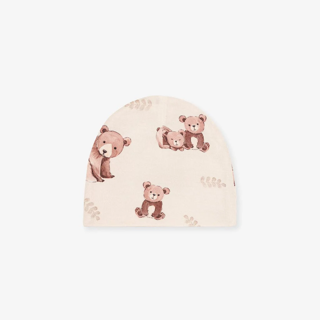 Bamboo Infant Swaddle and Beanie Set - Bernard (Bear) - Image 5