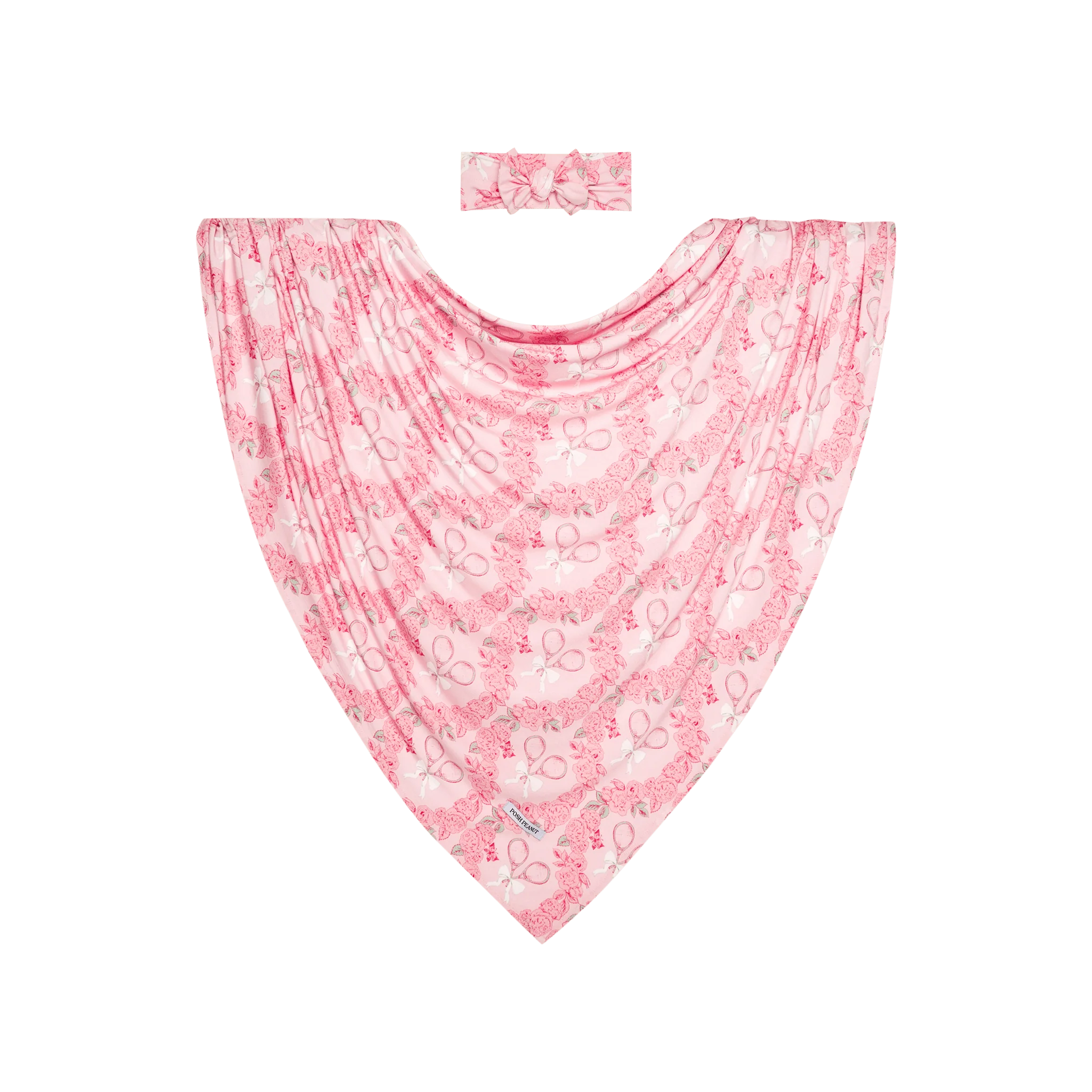 Bamboo Infant Swaddle and Headwrap Set - Mirra (Tennis) - Image 2