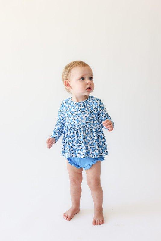 Bamboo Long Sleeve Basic Peplum Top & Bloomer Outfit Set - Nayeli (Butterflies) - Image 3