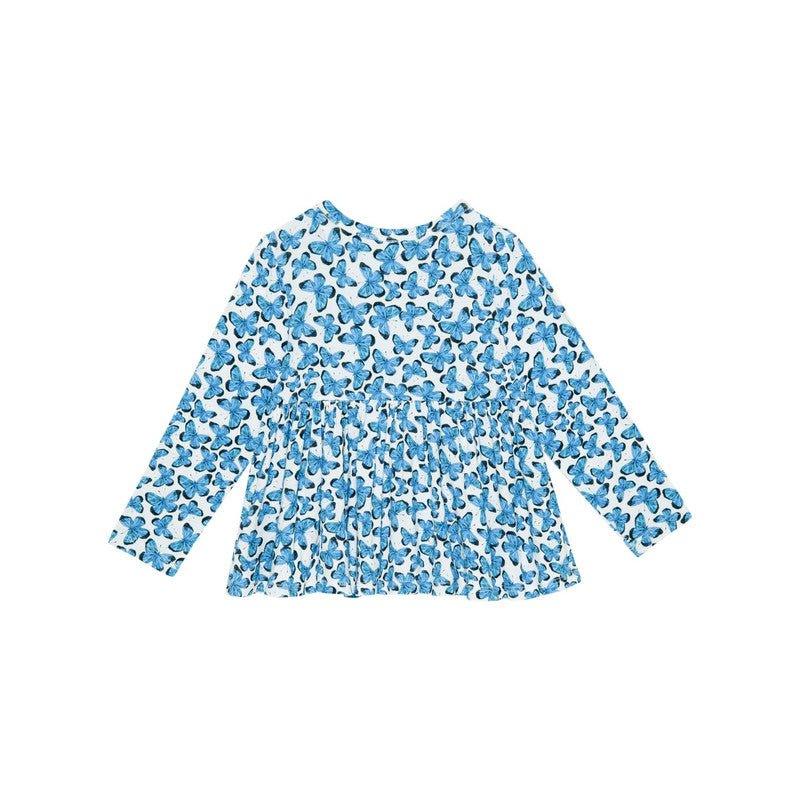 Bamboo Long Sleeve Basic Peplum Top & Bloomer Outfit Set - Nayeli (Butterflies) - Image 4