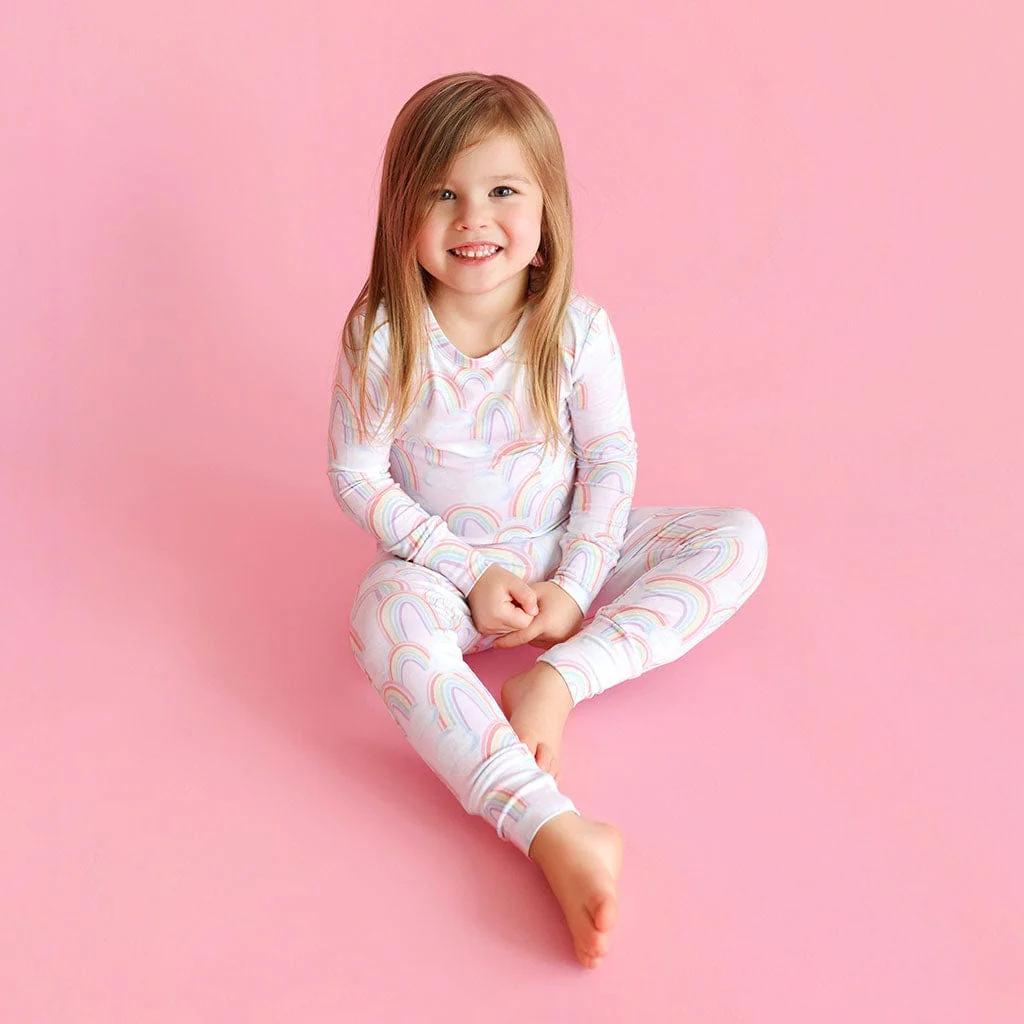 Bamboo Long Sleeve Pajama Set - April (Rainbows) - Image 3