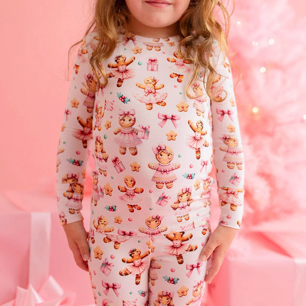 Bamboo Long Sleeve Pajama Set - Ginger Posh (Gingerbread Cookies) - Image 2