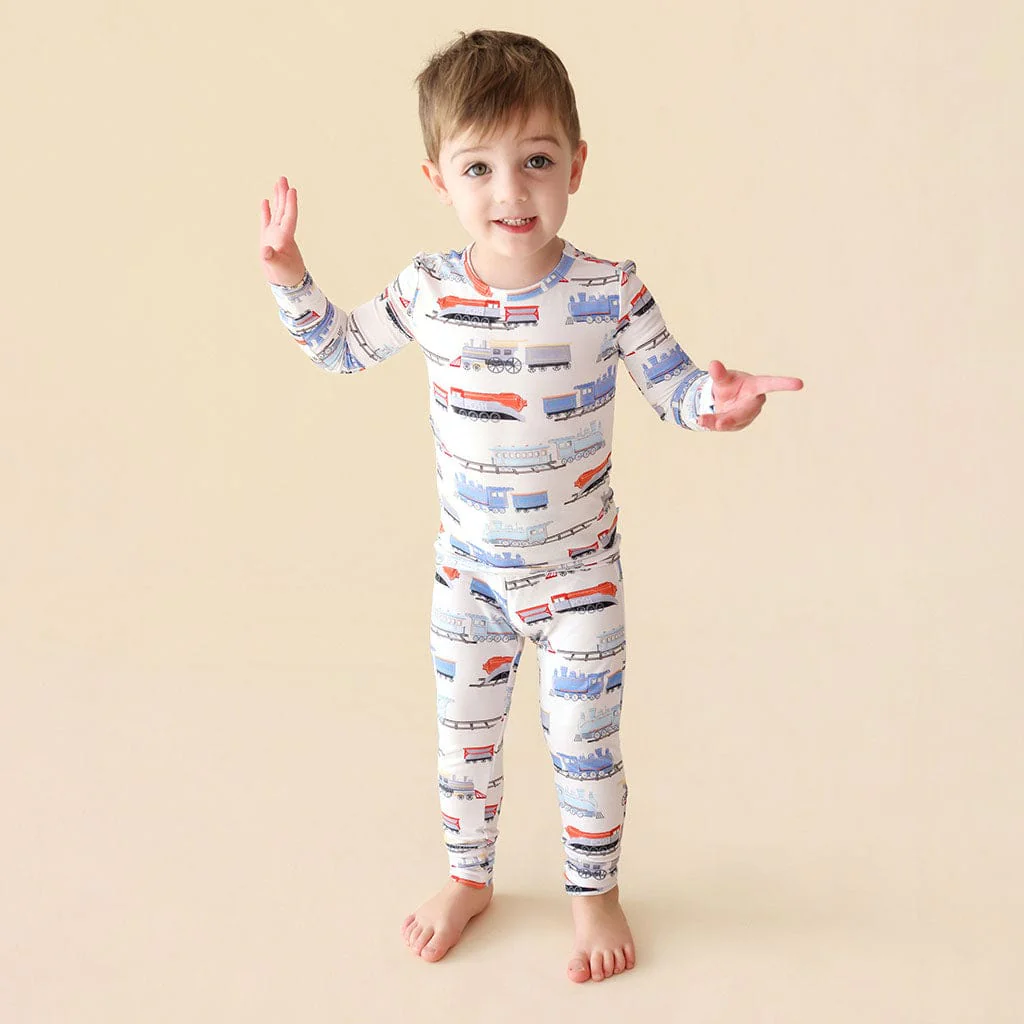Bamboo Long Sleeve Pajama Set - Landon (Trains)