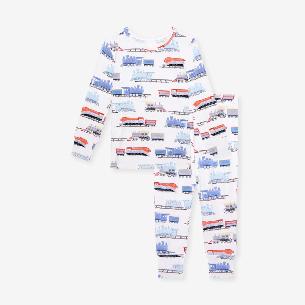 Bamboo Long Sleeve Pajama Set - Landon (Trains) - Image 4