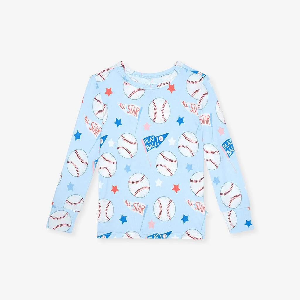 Bamboo Long Sleeve Pajama Set - Play Ball (Baseballs) - Image 5