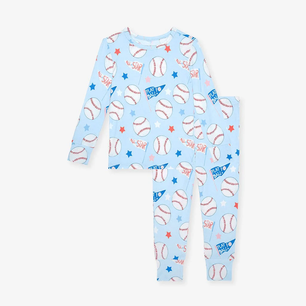 Bamboo Long Sleeve Pajama Set - Play Ball (Baseballs) - Image 6