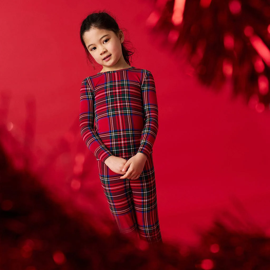 Bamboo Long Sleeve Pajama Set - Red Tartan Plaid - Image 2