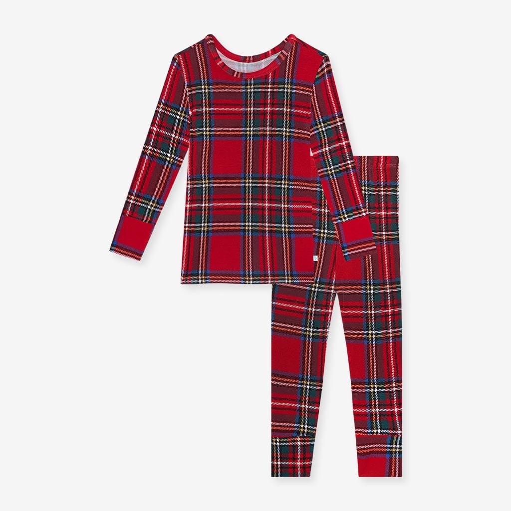 Bamboo Long Sleeve Pajama Set - Red Tartan Plaid - Image 3