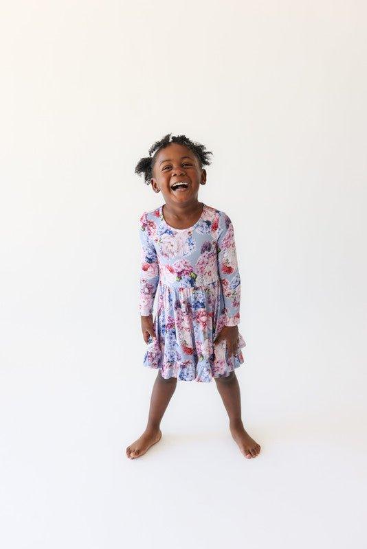 Bamboo Long Sleeve Ruffled Twirl Dress - Annie (Floral) - Image 2