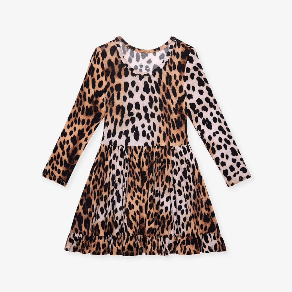 Bamboo Long Sleeve Ruffled Twirl Dress - Loretta Leopard - Image 2