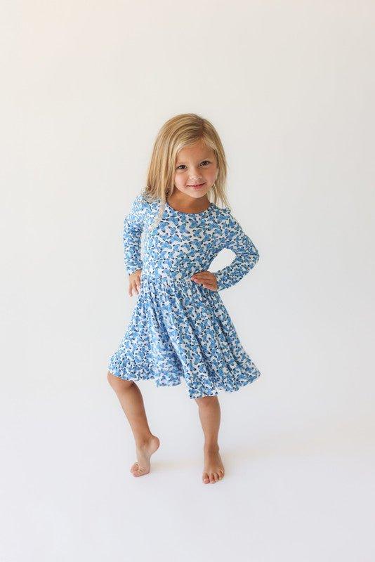 Bamboo Long Sleeve Ruffled Twirl Dress - Nayeli (Butterflies) - Image 2