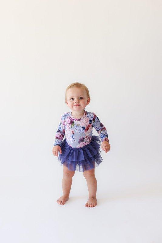 Bamboo Long Sleeve Tulle Skirt Bodysuit - Annie (Floral) - Image 2