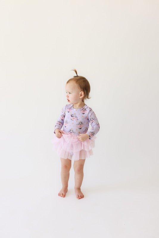 Bamboo Long Sleeve Tulle Skirt Bodysuit - Philomena (Hippos) - Image 2